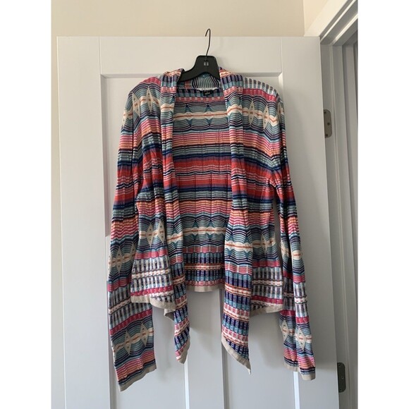 Woman’s Oakley Multicolored Stripped Open Drape Cardigan Sweater Size Large - Picture 1 of 7